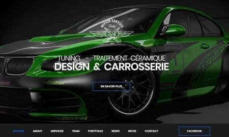 Design et carrosserie tuning voiture site internet vitrine réalisé par l'agence web crealys de montpellier dans l'Hérault