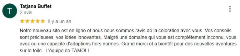 témoignages agence web montpellier dans l'hérault création site internet pas cher -temoignages tatjana buffet tamoli