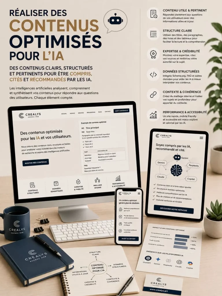 Création de sites internet - Comment réaliser des contenus optimisés pour l'IA . Agence Crealys Montpellier