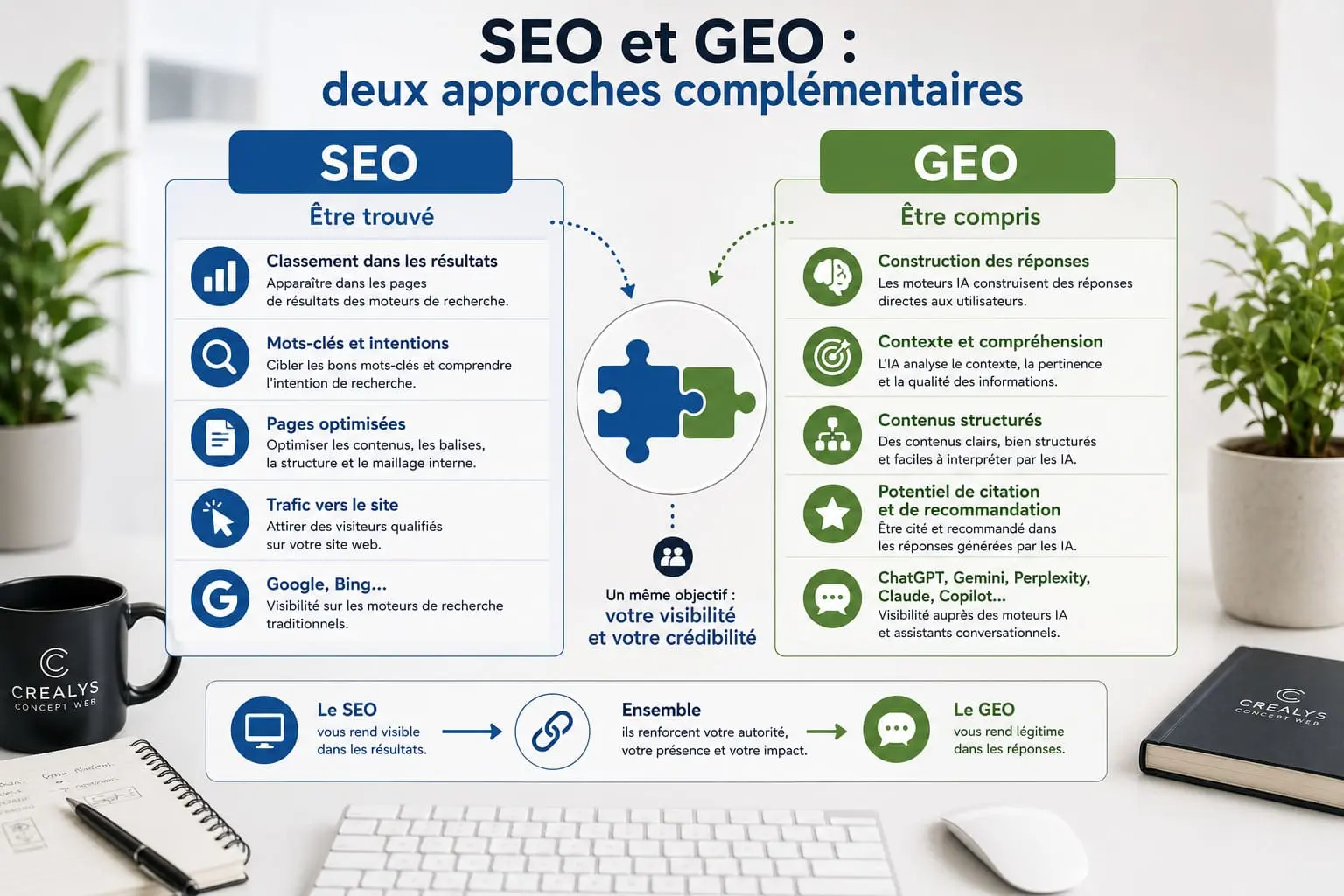 Du SEO au GEO une nouvelle manière d'être visiblle. Le GEO favorise la compréhension des contenus