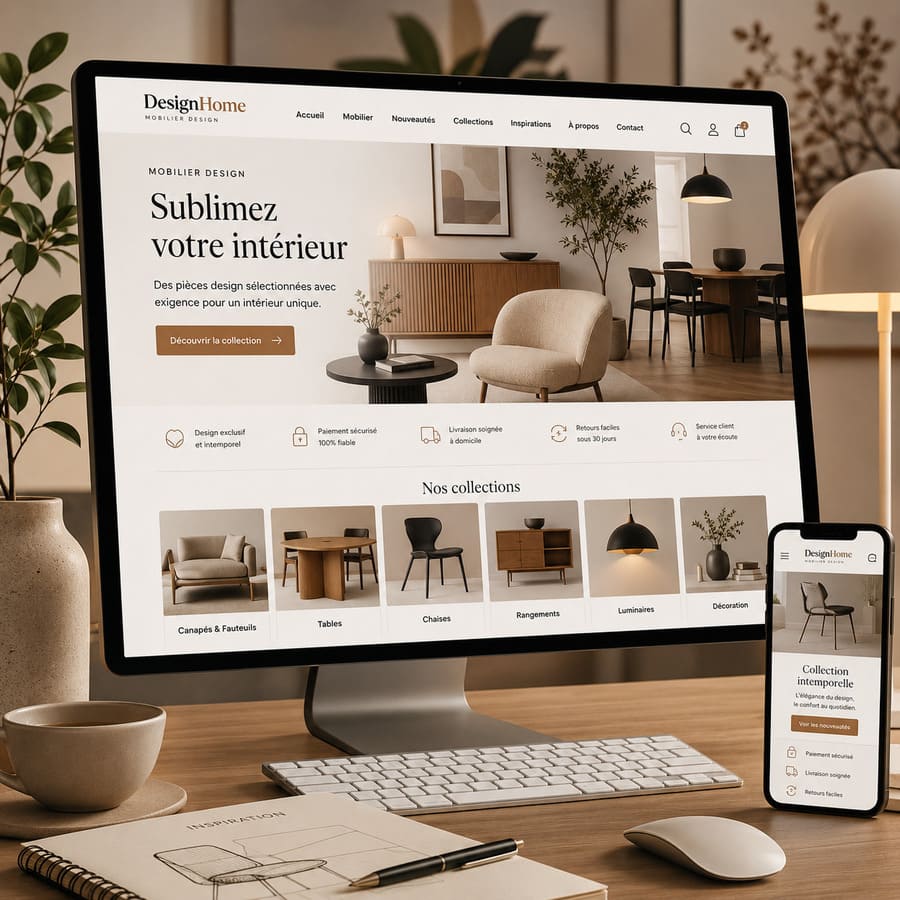 Nos stratégies de référencement prennent vie à travers chaque projet - Boutique vent mobilier design