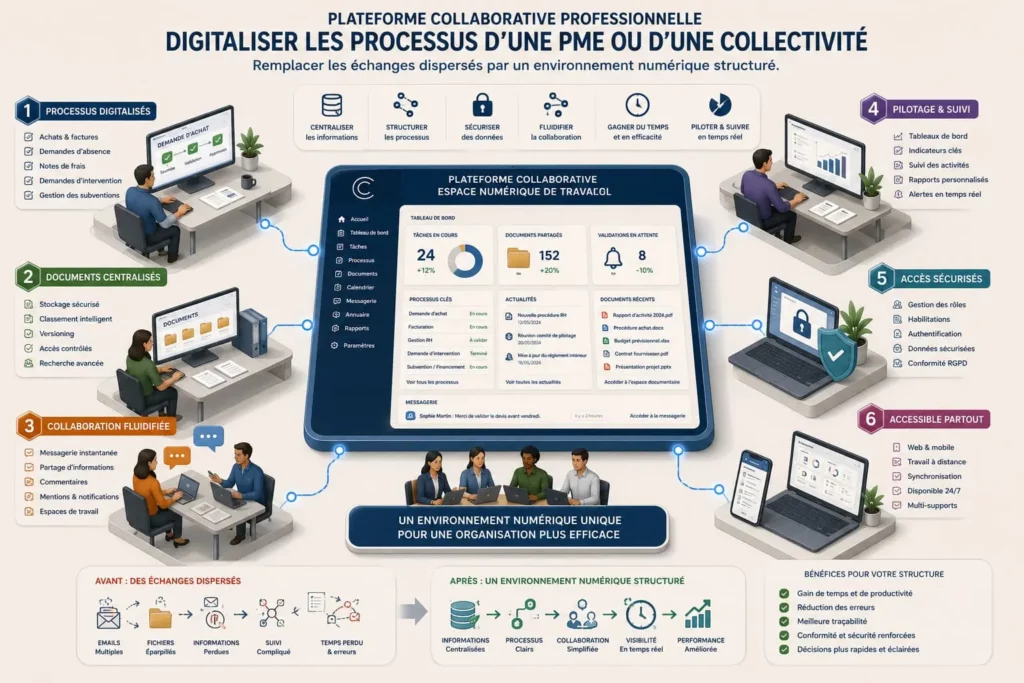 Plateforme collaborative professionnelle digitaliser les processus une PME ou une collectivite agence Crealys Montpellier