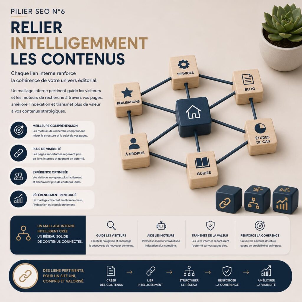 Relier intelligemment les contenus SEO - Chaque lien interne renforce la cohérence de votre univers éditorial