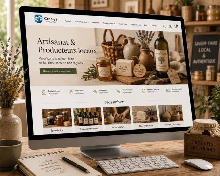 Création site boutique e-commerce Artisanat et Producteur locaux. Crealys Montpellier