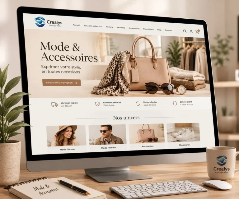 Création site boutique e-commerce - Mode et accessoires. Agence Crealys