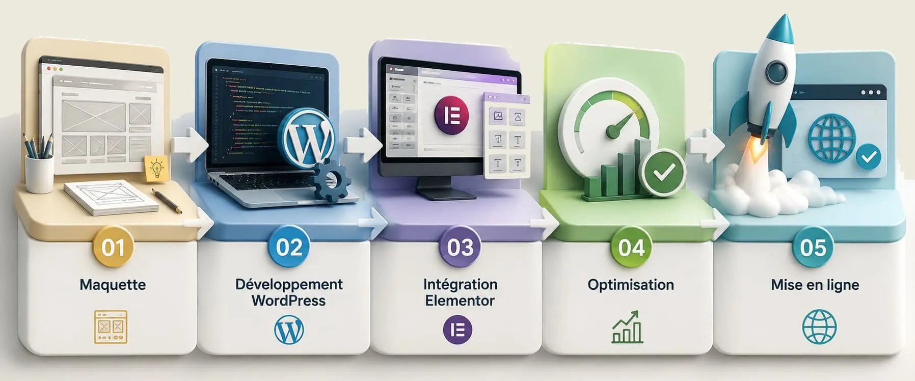 Maquette Développement WordPress Intégration Elementor Optimisation Mise et en ligne par notre agence SEO Montpellier
