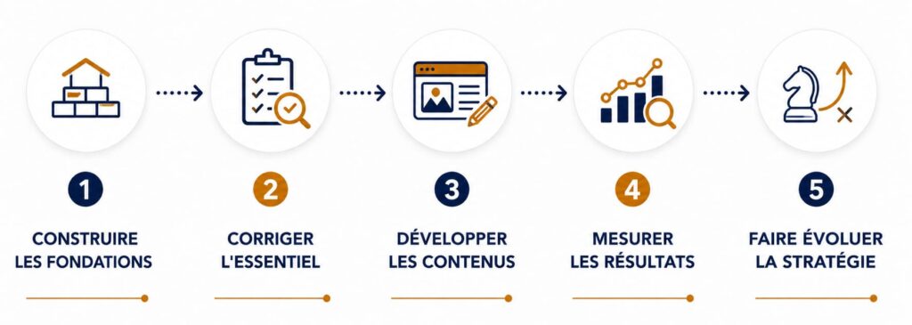Une stratégie durable de développement de site internet étape après étape, sans brûler les étapes