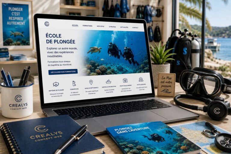 Création site internet école de plongées par l'agence Crealys Concept Web proche de Montpellier avec une optimisation pour l'intelligence artificielle