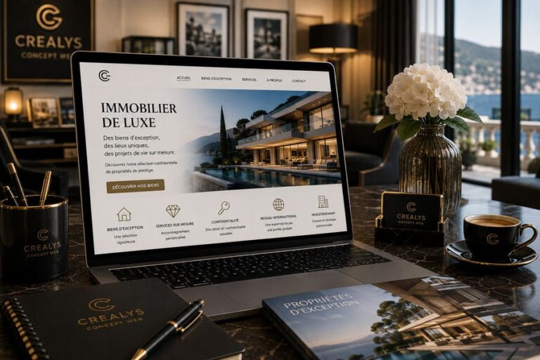 Création site vitre boutique ecommerce immobilier de luxe avec visibilité dans les moteurs de recherche IA par l'agence Crealys Concept Web de Montpellier