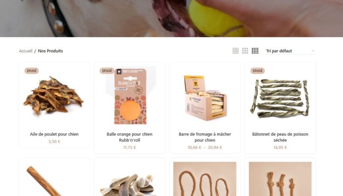 Boutique canine etude de cas - catégorie produit