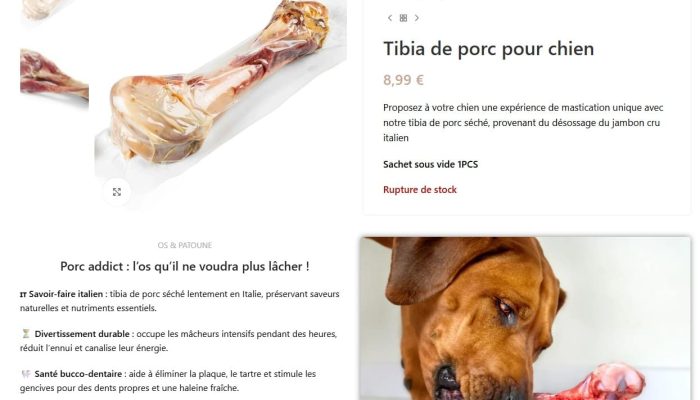 Boutique canine etude de cas - fiche produitl